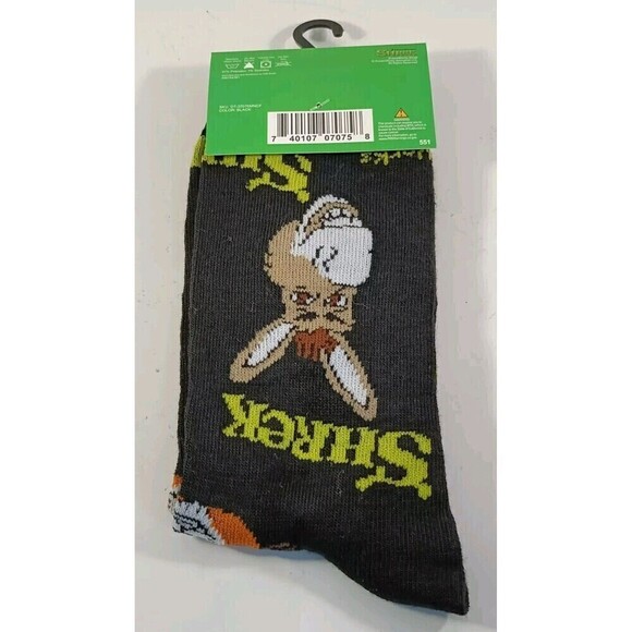 Shrek Crew Socks Men's Size 6-12 Black Graphic 1 Pair - Picture 4 of 5